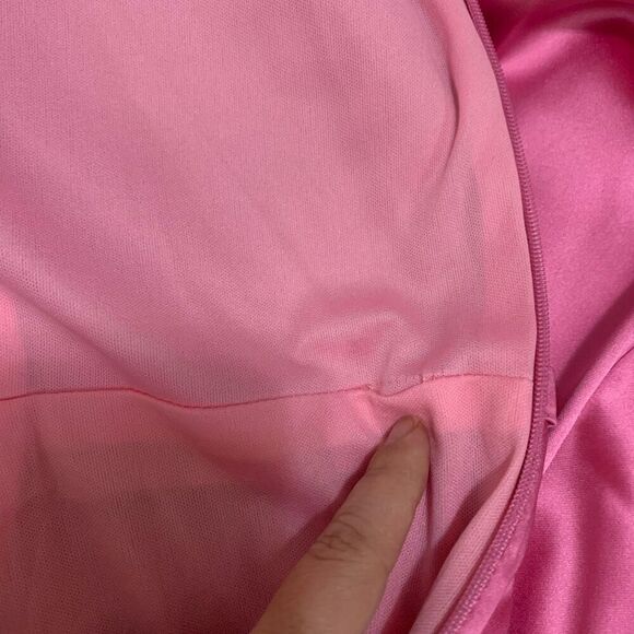 Mac Duggal Ieena Pink One Shoulder Bishop Sleeve Trumpet Gown Size 0 Long Dress - Picture 9 of 10